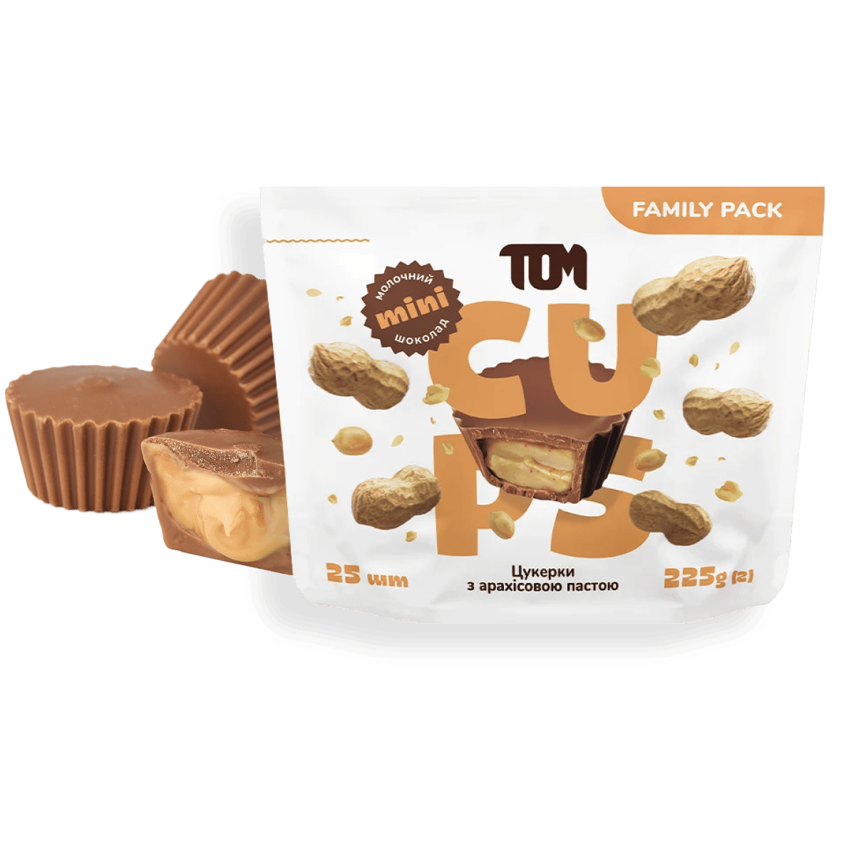 Mini Cups milk chocolate with peanut butter, 25pcs